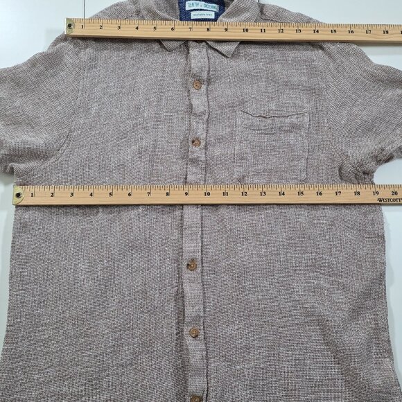 Tenth + Ocean Linen Blend Shirt Mens M Heathered Beige SS Lightweight Breathable - Picture 4 of 12